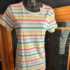 Crew Neck Colorful Stripes Tee